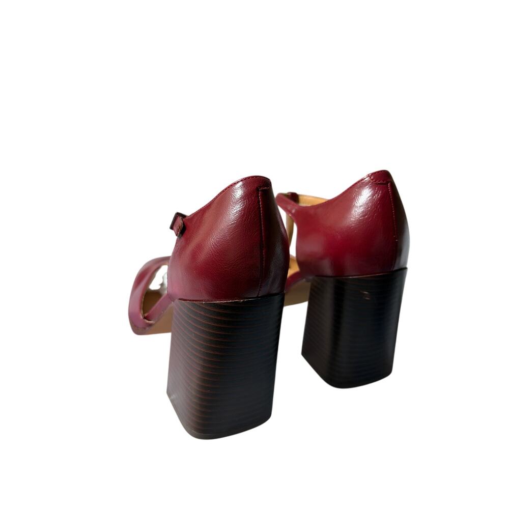 NEW Nine West Janky Block Heel Square Toe Dress Pumps Burgundy Red Size 9 No Box - Picture 4 of 5